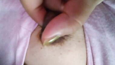 A Japanese Woman with Black Nipples Wearing a Men's Baggy T-shirt and Masturbating Nipples ♥️