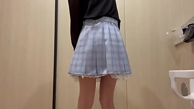 [crossdressing] Japanese Masturbation with a Lot of Ejaculation in a Cute Uniform 💕