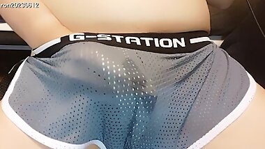 Japanese Masturbating in Running Shorts-like Underwear.