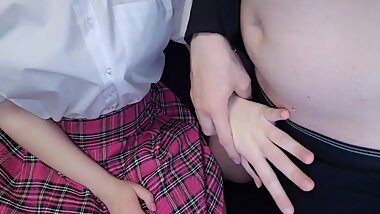 SHY JAPANESE SCHOOLGIRL TOUCHES a MALE COCK FOR THE FIRST TIME