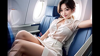 Topless Big Tits Asian Stewardess On Your Service (with pussy masturbation ASMR sound!) Uncensored Hentai