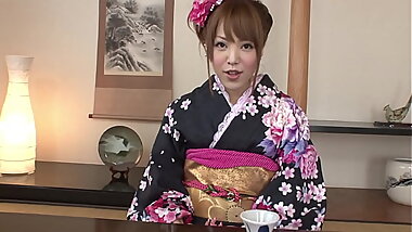 Japanese kimono girl loves getting her hairy muff licked before hard shagging