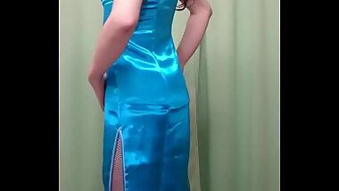 [no porn] cosplay like OW D.va with Shiny Satin Mandarin Dress (@rik dejavu)