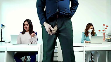 Secretary Watches Her Boss Wanking