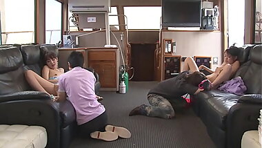 Japanese SEXY BABE GAGS ON A HUGE COCK THEN RIDES IT HARD