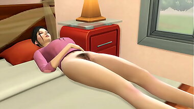 Step son catches his japanese Step mom in naked pussy in her hairy pussy in her bed after she masturbates and forgets to get dressed - Asian first time Stepmom and Stepson